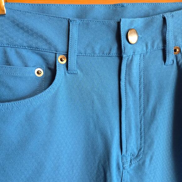 Oiselle Roga Performance Jean Pacific Blue Geometric Golf Pant S Pocket Skinny - Picture 4 of 8